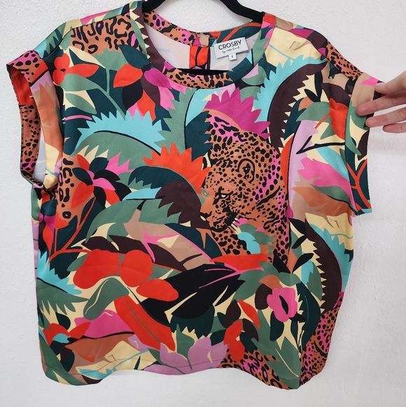 CROSBY by Mollie Burch Leopard Jungle Print Multicolor Abstract Top & Pants Set - Picture 7 of 9